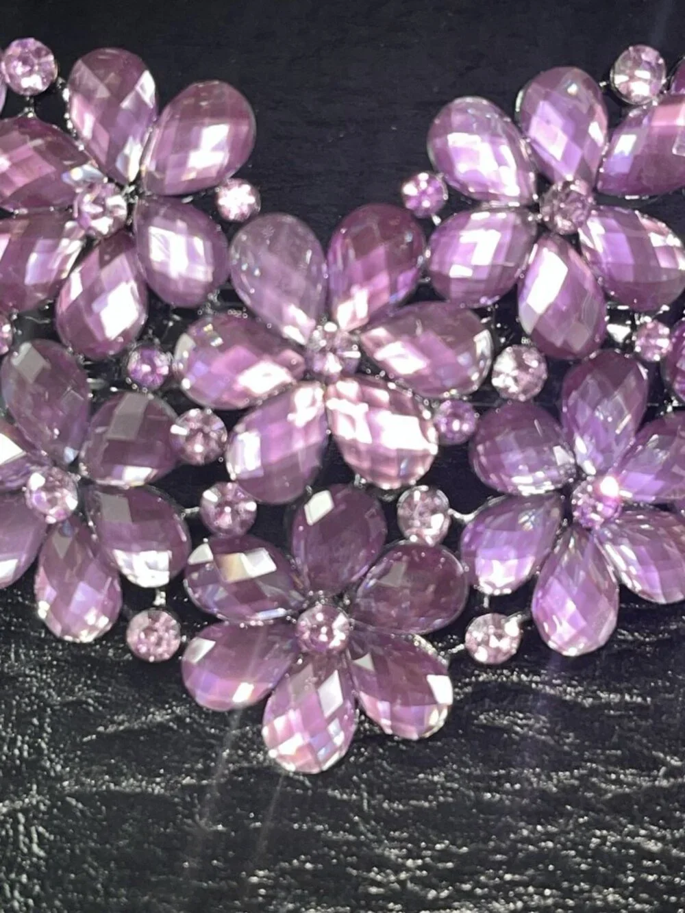 Large Heart Shaped  Flower Crystal Hair Clip Purple Fashion Accessory Jewelry